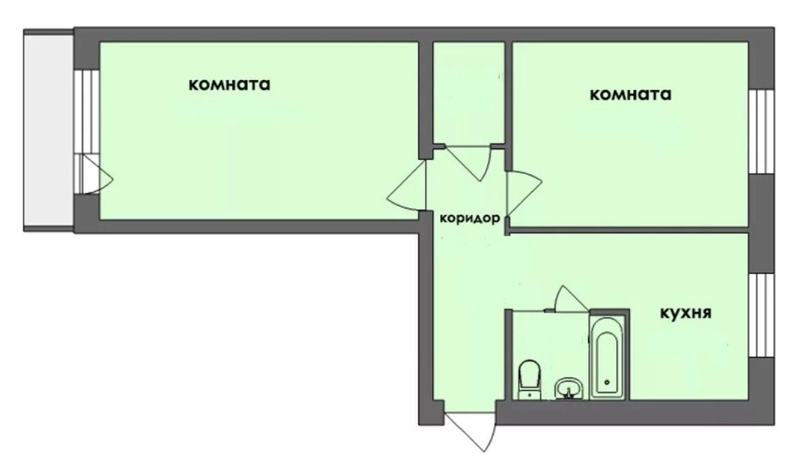 2-комнатная 45.3 м2 в ЖК undefined корпус null этаж 4