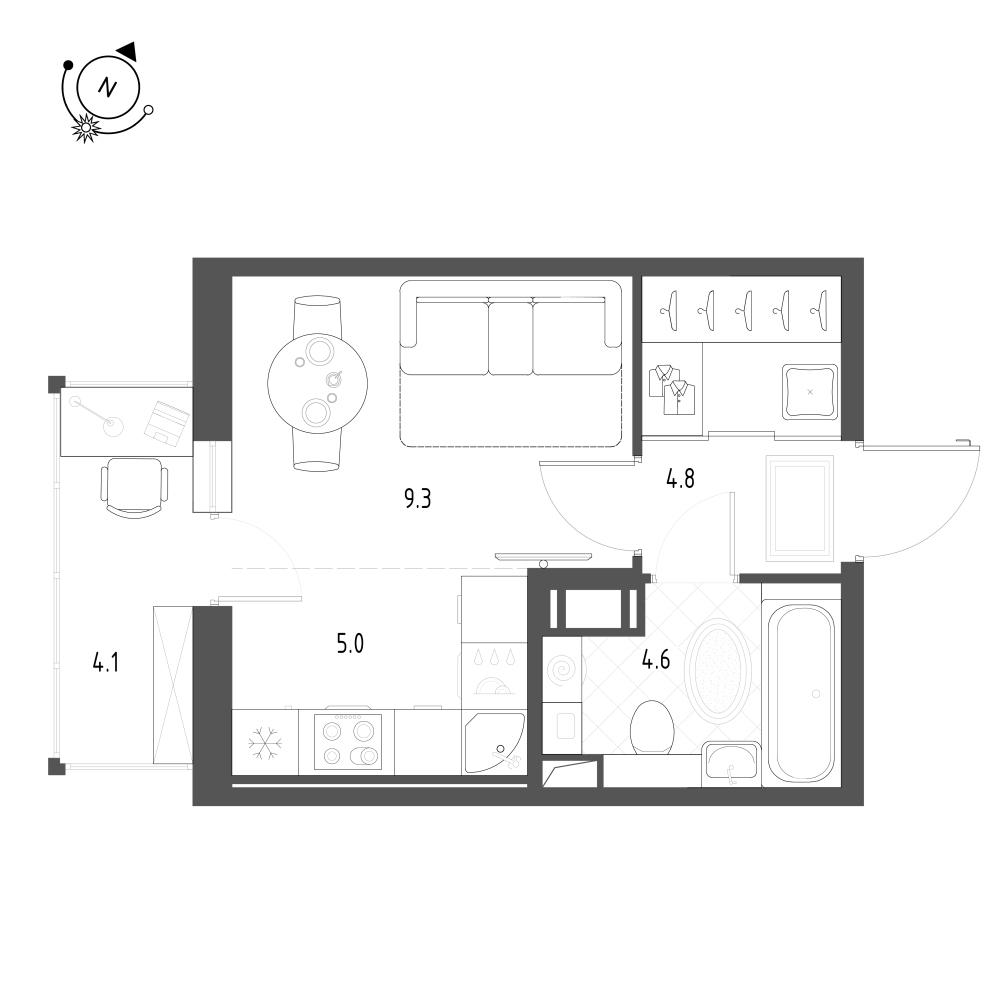 Студия 25 м2 в ЖК Монография корпус null этаж 3