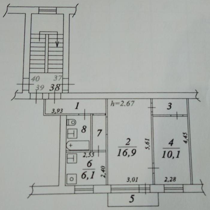 2-комнатная 44.7 м2 в ЖК undefined корпус null этаж 5