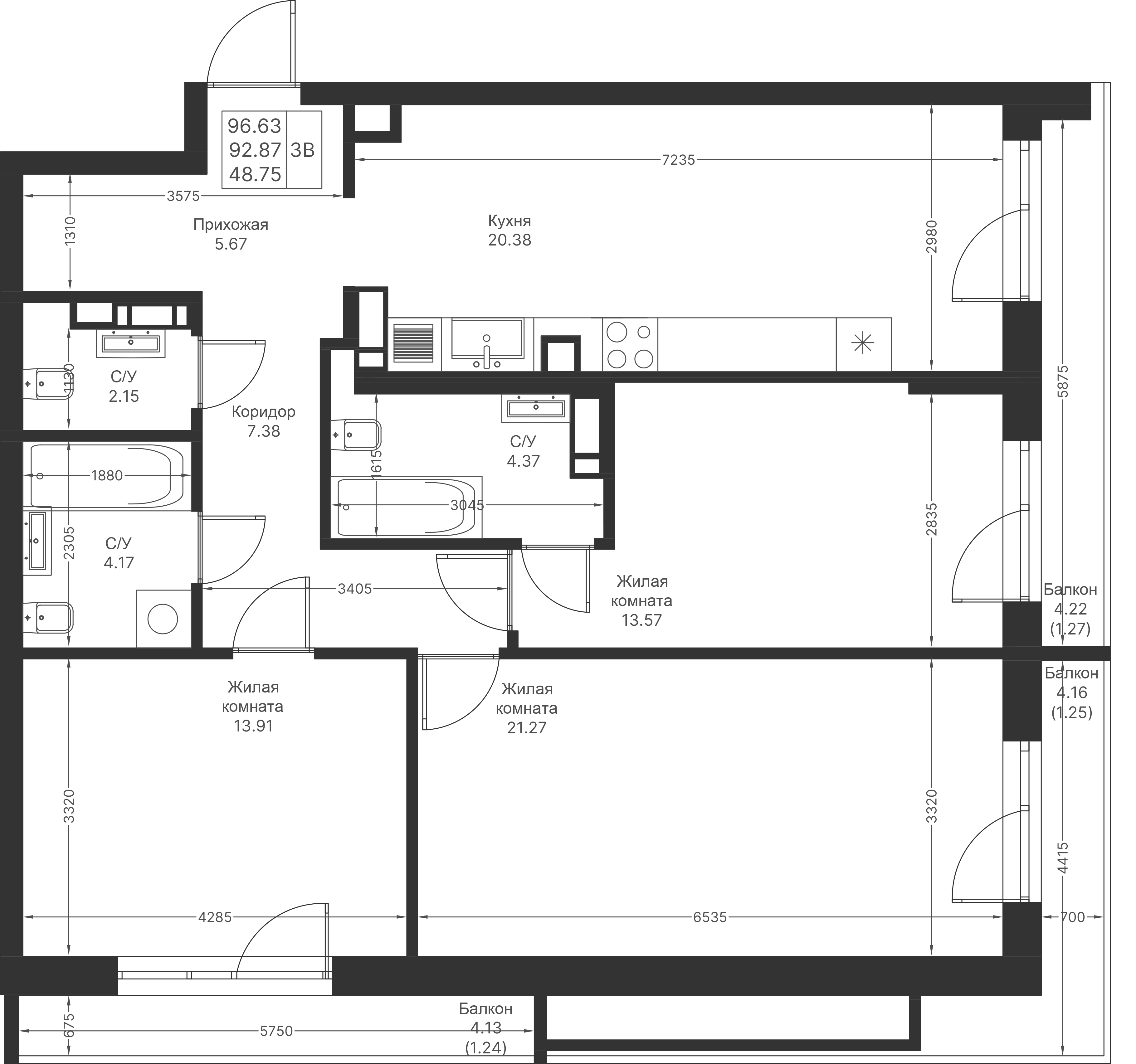 Студия 96 м2 в ЖК Мой Ритм корпус null этаж 5