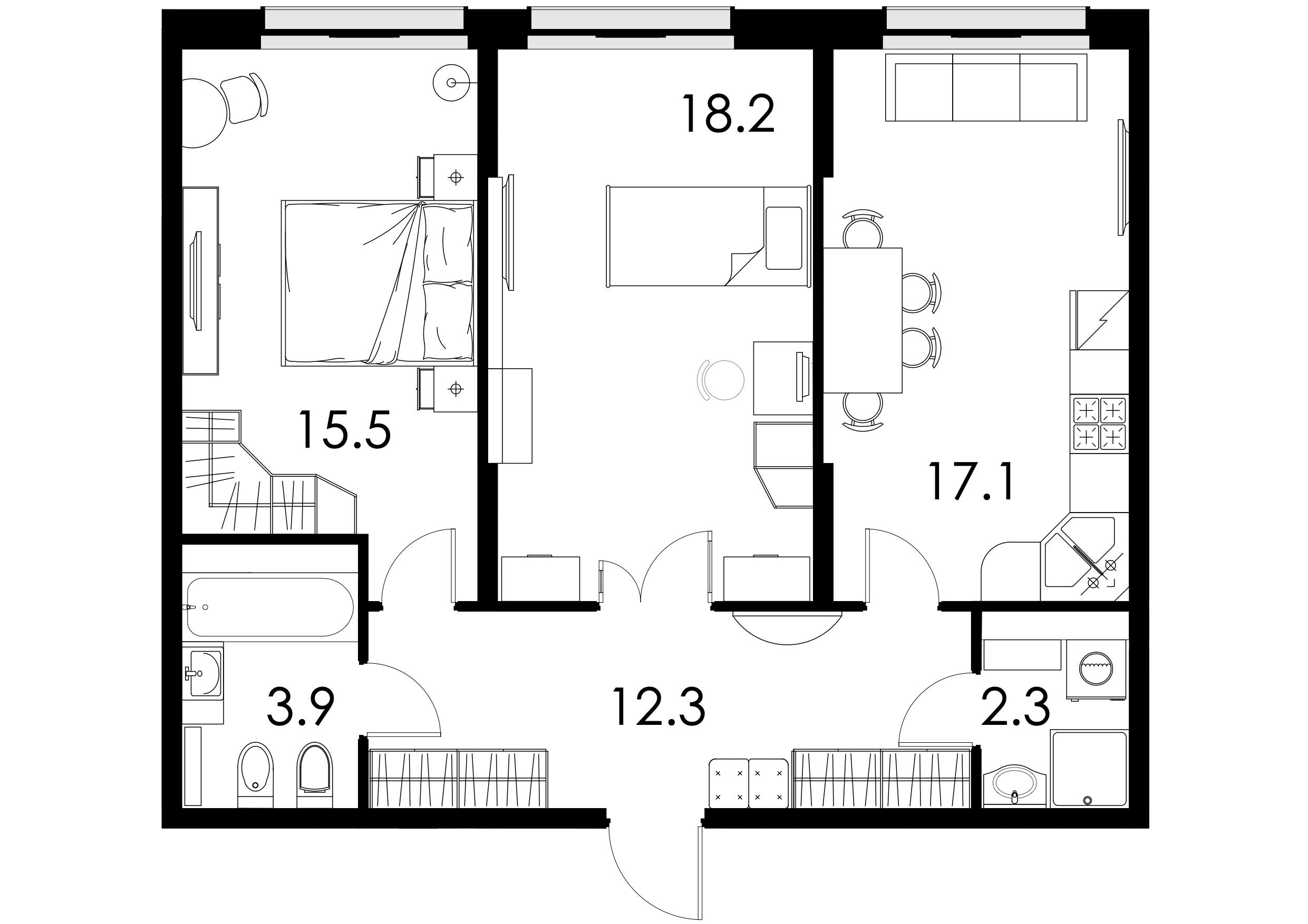 2-комнатная 69 м2 в ЖК Петровский Авеню корпус null этаж 14