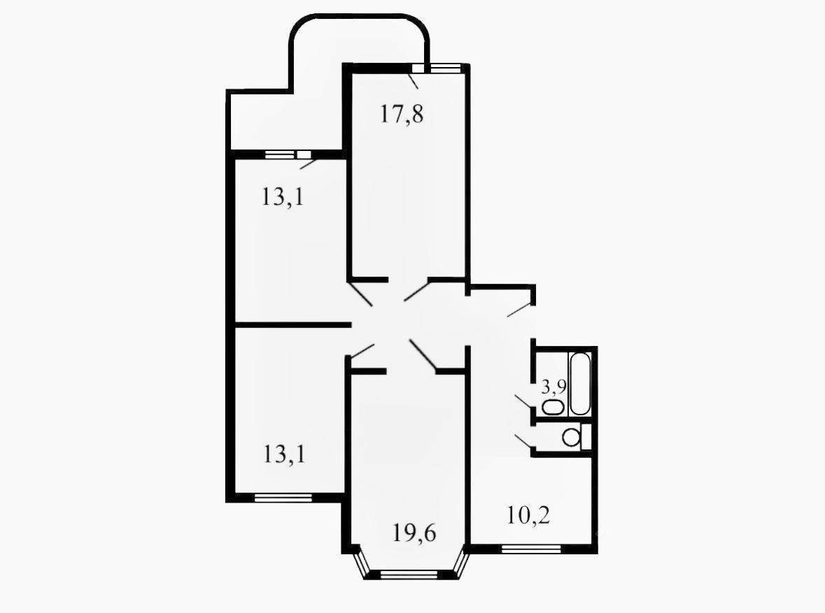 4-комнатная 92.4 м2 в ЖК undefined корпус null этаж 5