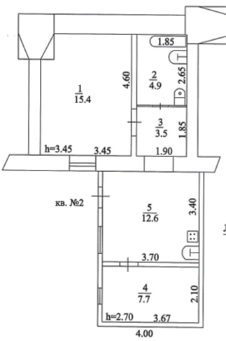 2-комнатная 44.1 м2 в ЖК undefined корпус null этаж 1