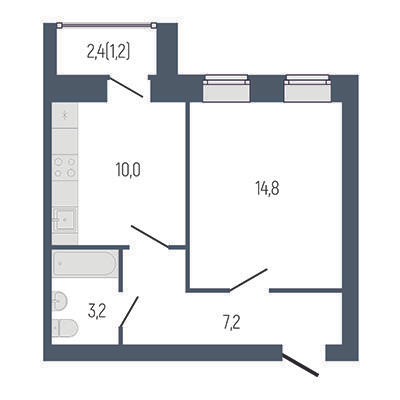 1-комнатная 37 м2 в ЖК Философия Идеалистов на Первомайском корпус null этаж 5