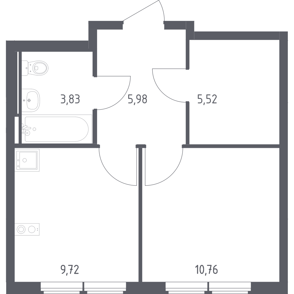 1-комнатная 35 м2 в ЖК Остафьево корпус null этаж 3