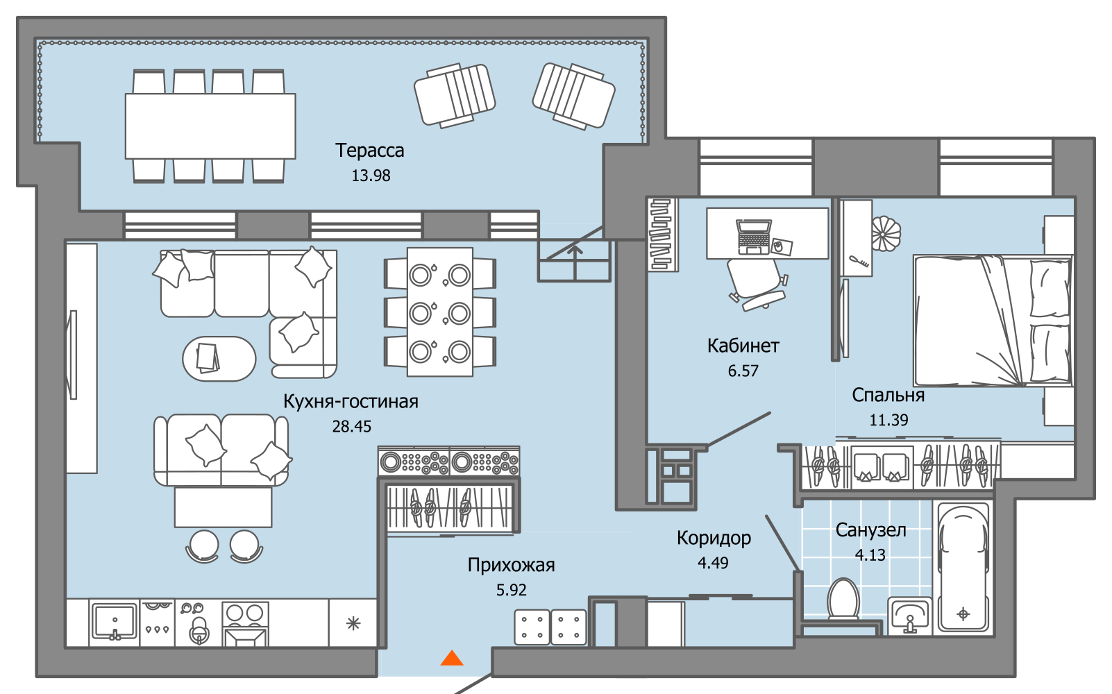 2-комнатная 65 м2 в ЖК Камаполис корпус null этаж 8