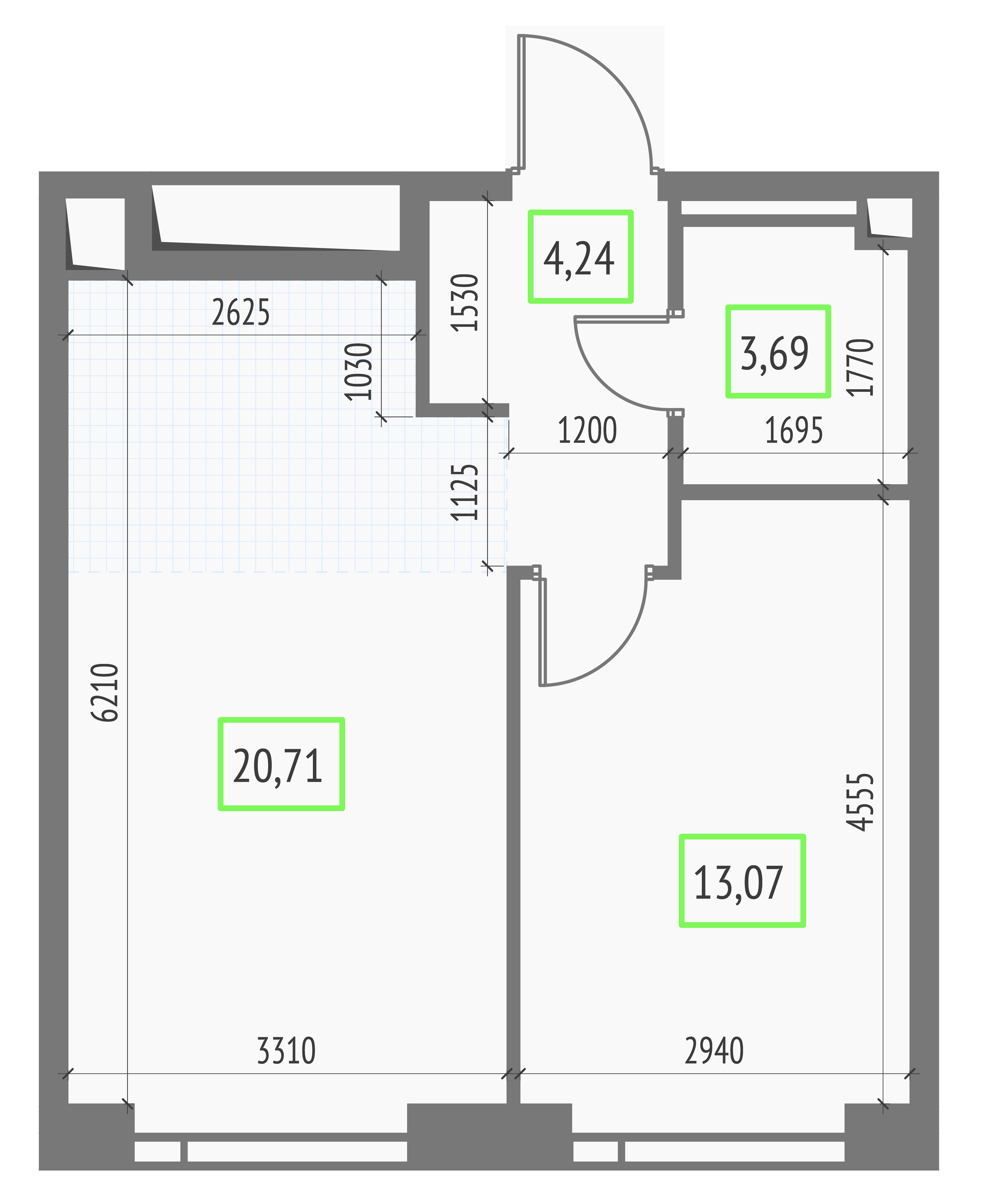 1-комнатная 41 м2 в ЖК Upside Towers корпус null этаж 15