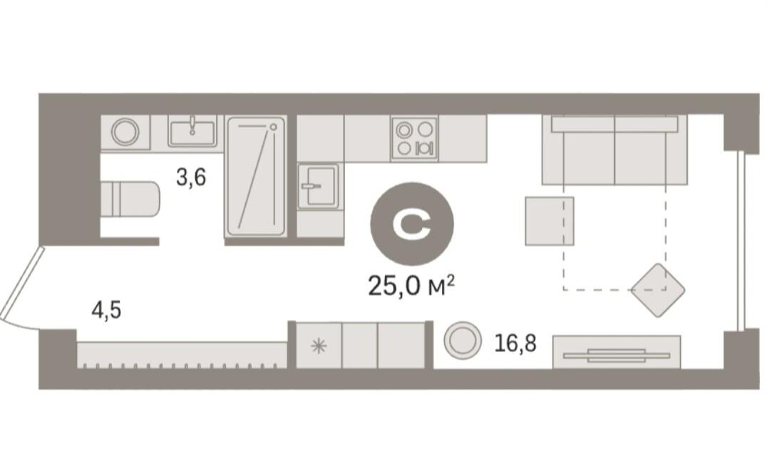 Студия 28.6 м2 в ЖК undefined корпус null этаж 9