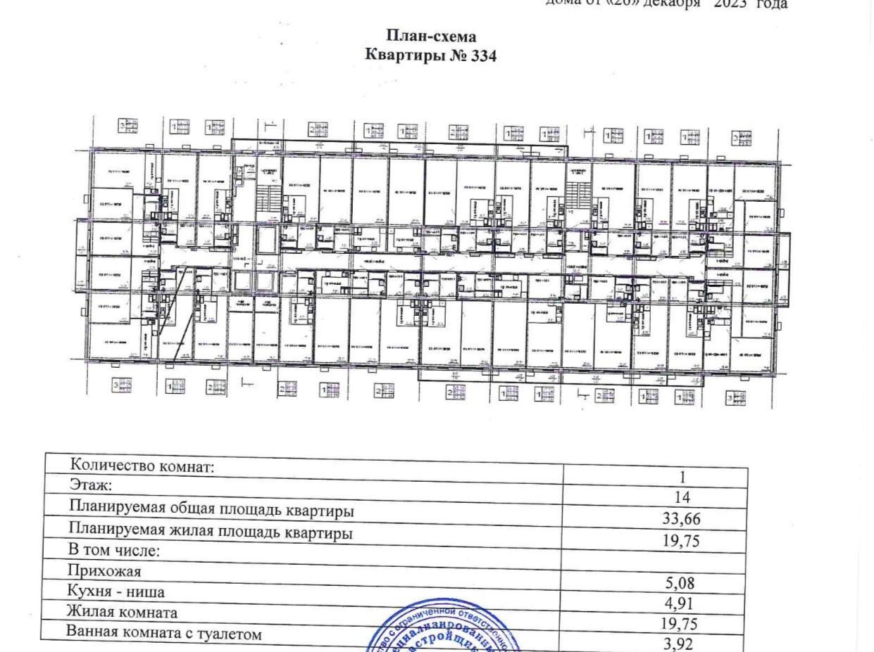 Студия 33.7 м2 в ЖК undefined корпус null этаж 14