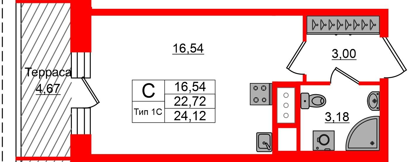 Студия 22 м2 в ЖК Сэтл Ривьера корпус null этаж 12