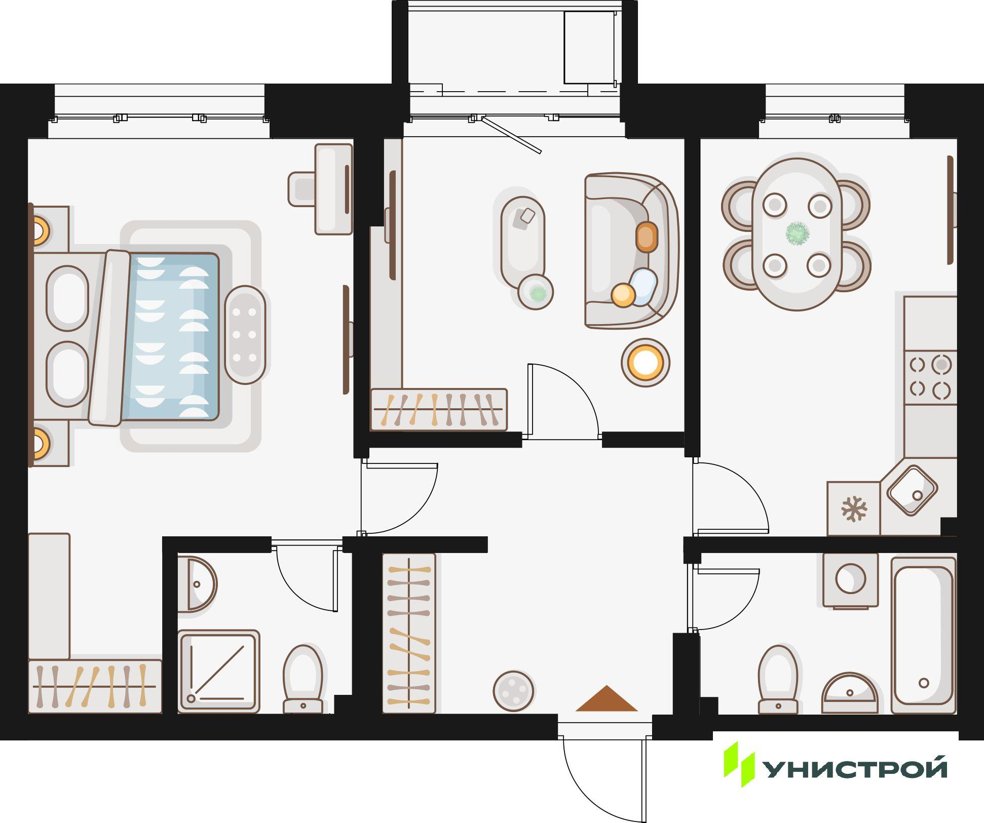 2-комнатная 62 м2 в ЖК Жилой кластер Q на Кулагина корпус null этаж 5