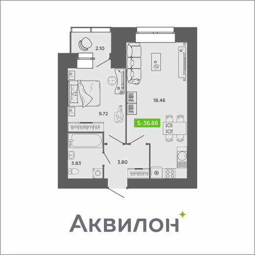 Студия 36 м2 в ЖК RIVER PARK-2 корпус null этаж 11