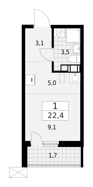 Студия 22 м2 в ЖК А101 Лаголово корпус null этаж 13