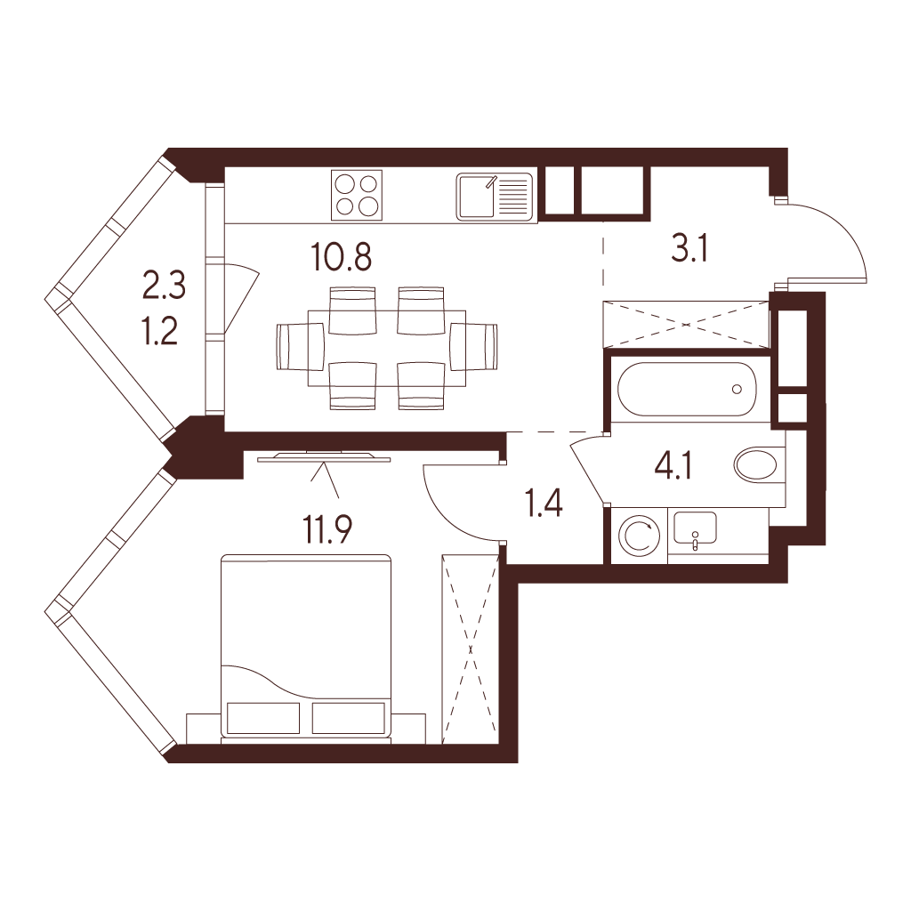 1-комнатная 32 м2 в ЖК Indy Towers корпус null этаж 20