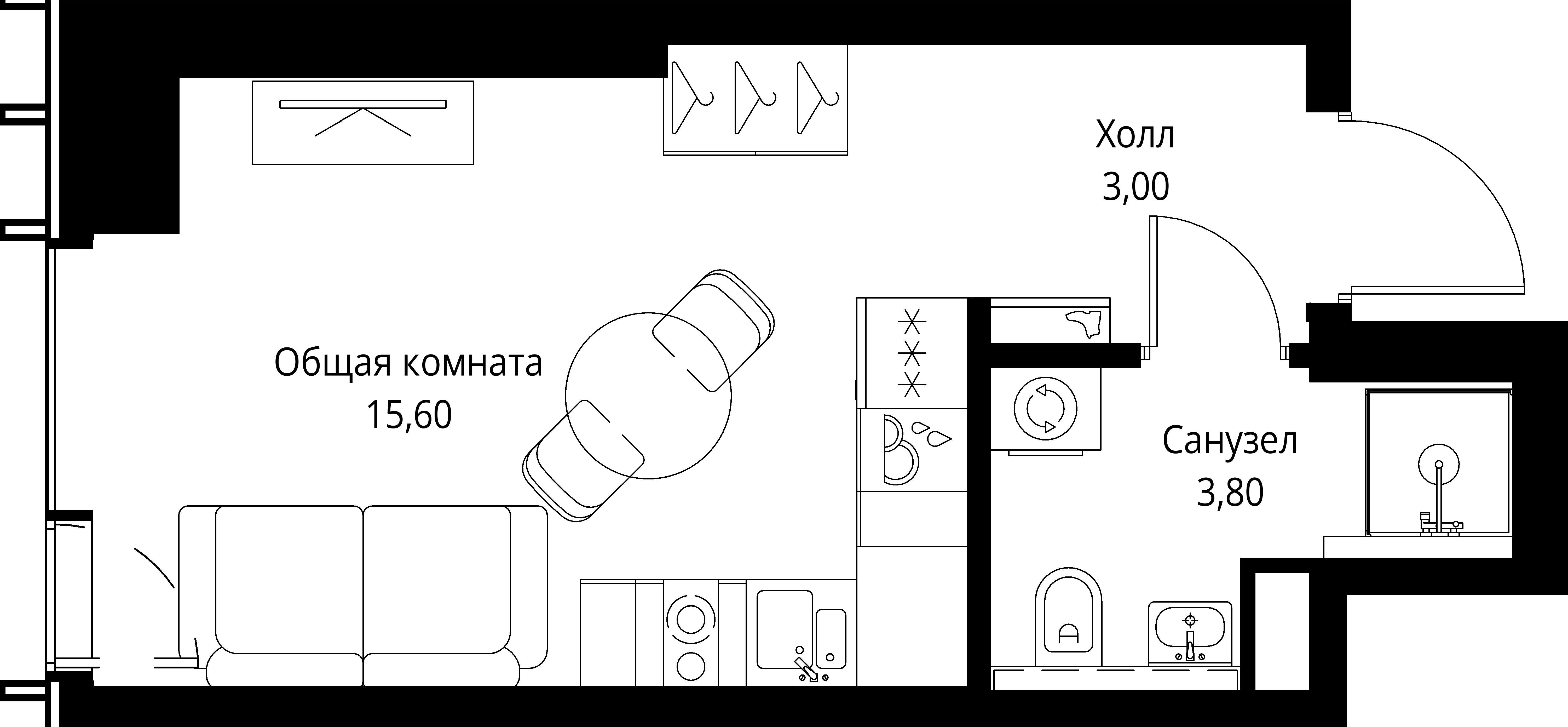 Студия 22 м2 в ЖК ВЕЕР корпус null этаж 21