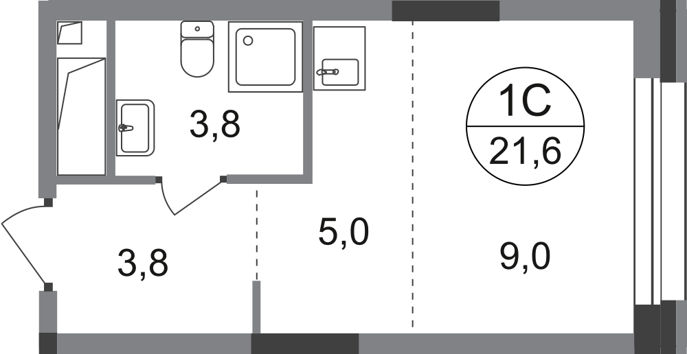 Студия 21 м2 в ЖК Первый Московский корпус null этаж 14