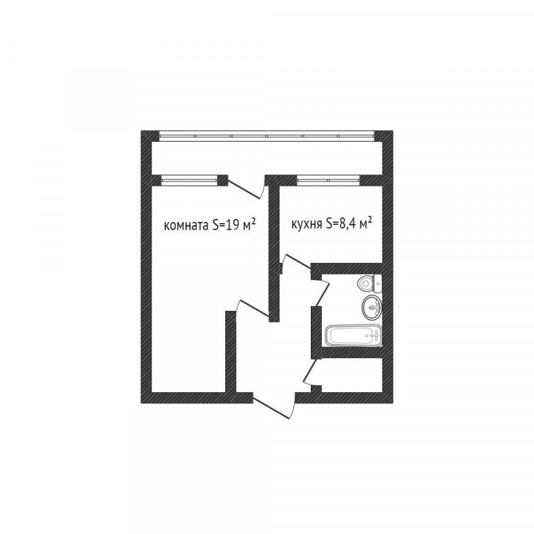1-комнатная 36 м2 в ЖК undefined корпус null этаж 4