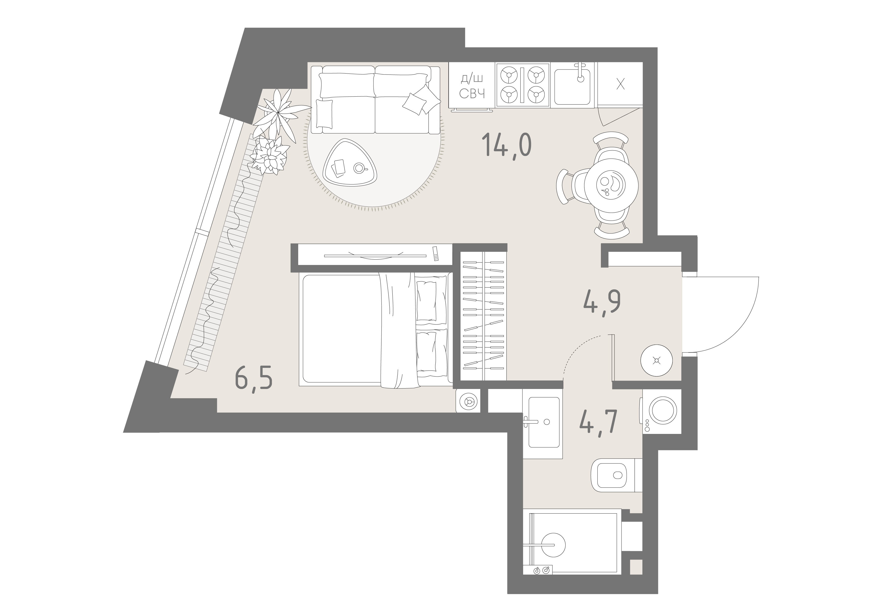 Студия 30 м2 в ЖК Родина парк корпус null этаж 20
