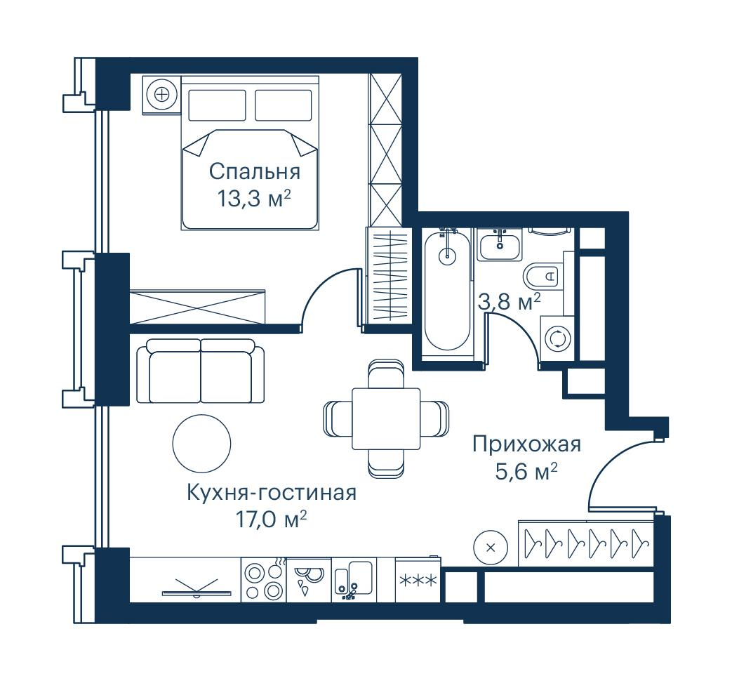 1-комнатная 39 м2 в ЖК CITY BAY корпус null этаж 42