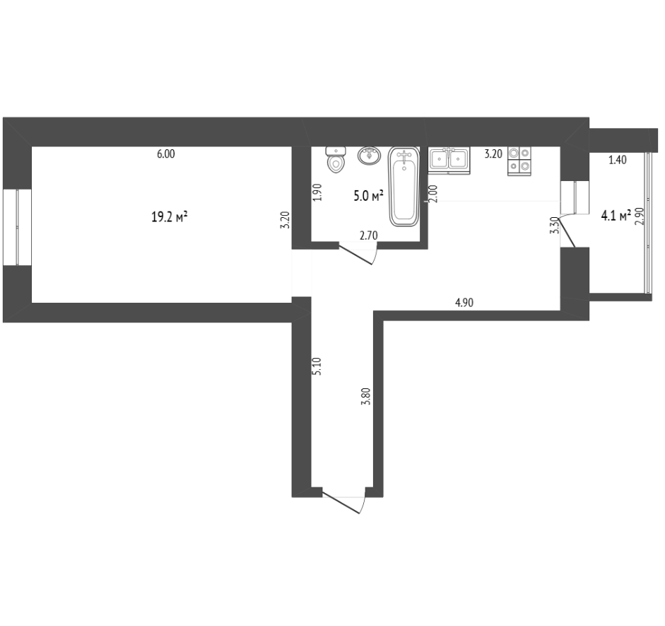 1-комнатная 43.9 м2 в ЖК undefined корпус null этаж 8