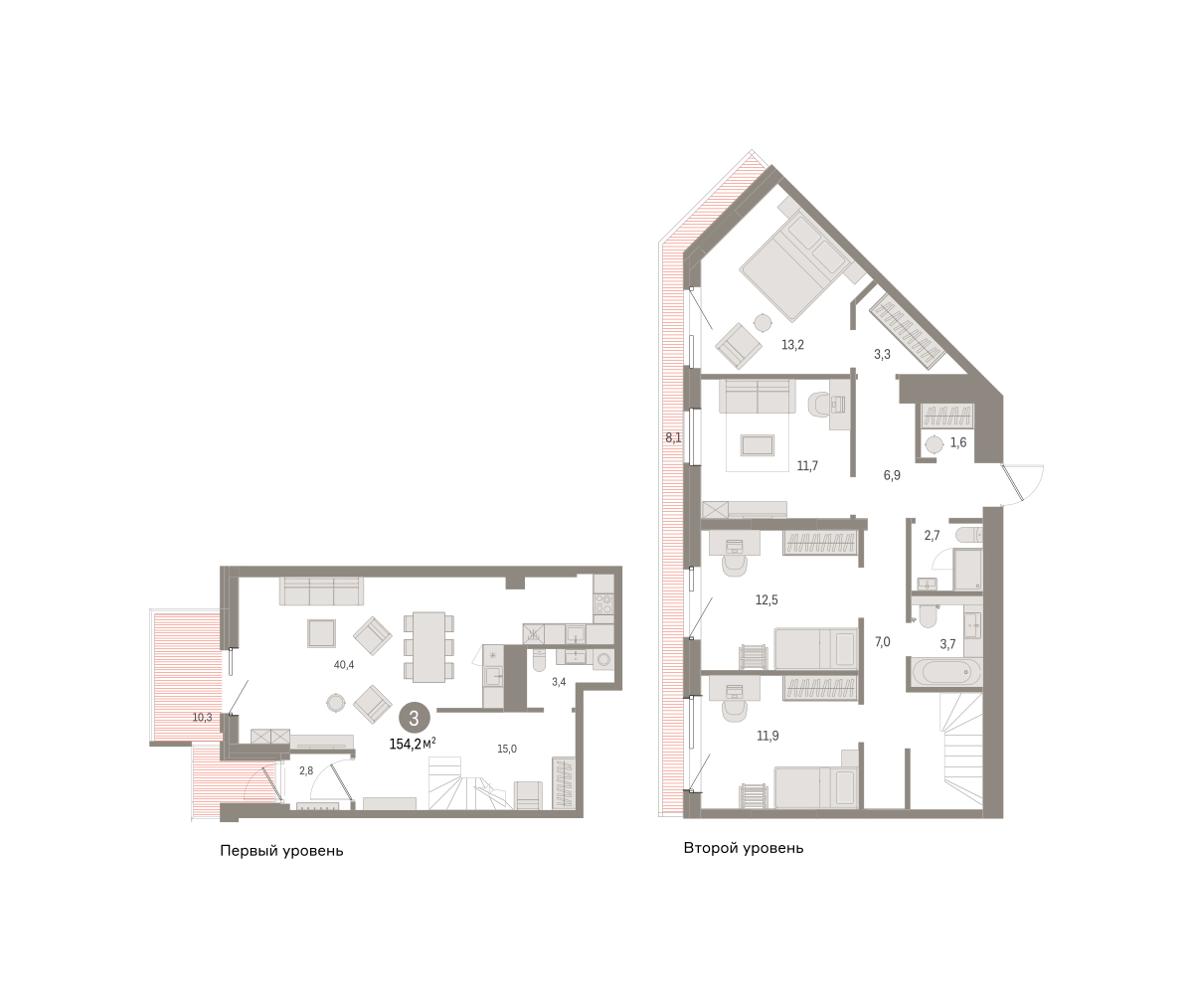 3-комнатная 140 м2 в ЖК Северный ветер корпус null этаж 1