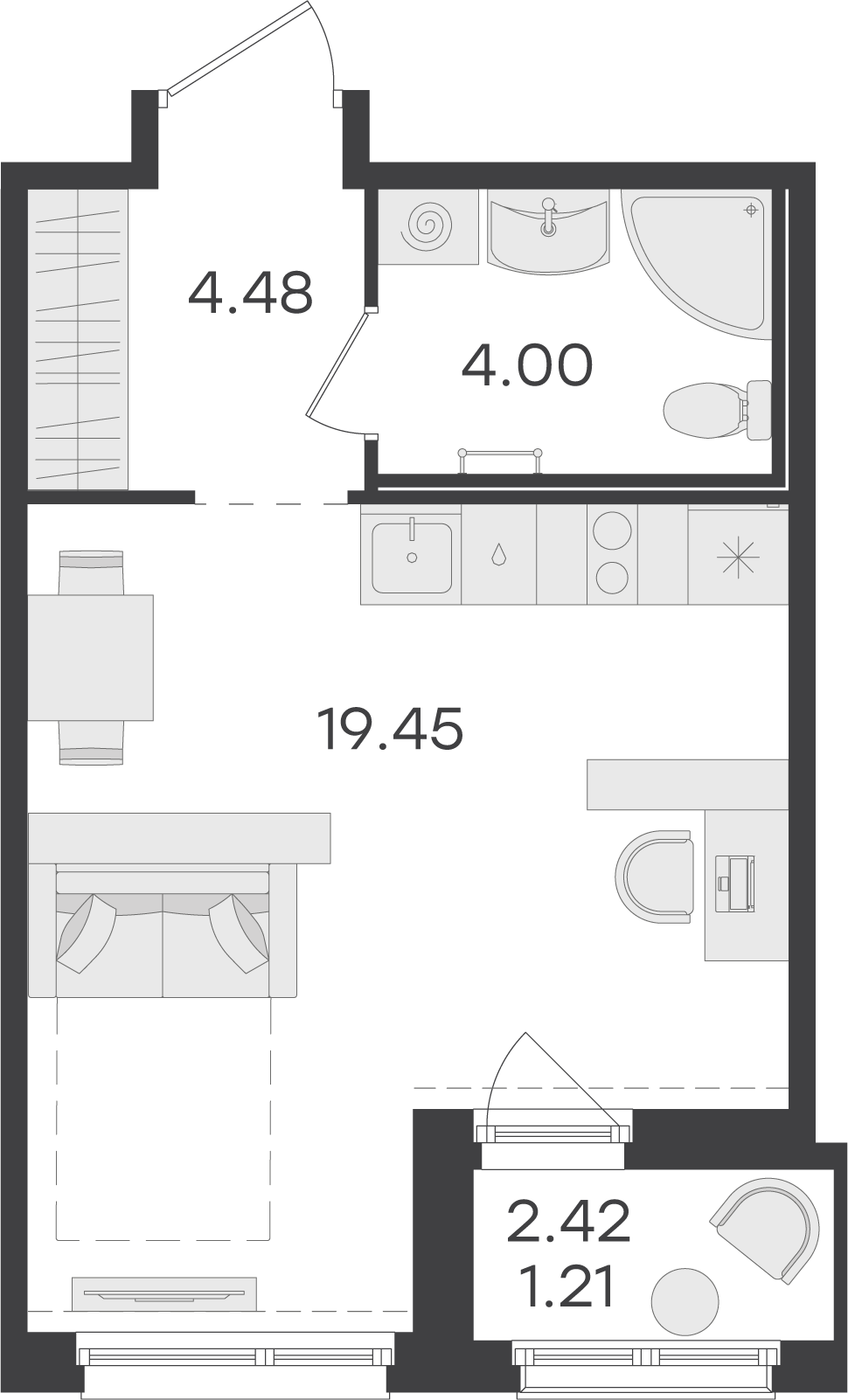 Студия 28 м2 в ЖК Парголово корпус null этаж 15