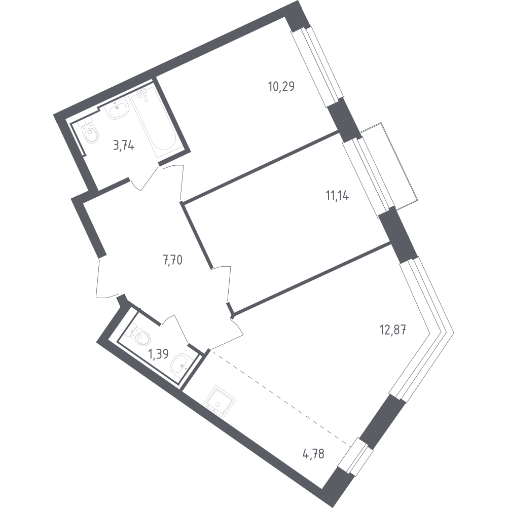 Студия 51 м2 в ЖК Рублёвский Квартал корпус null этаж 3