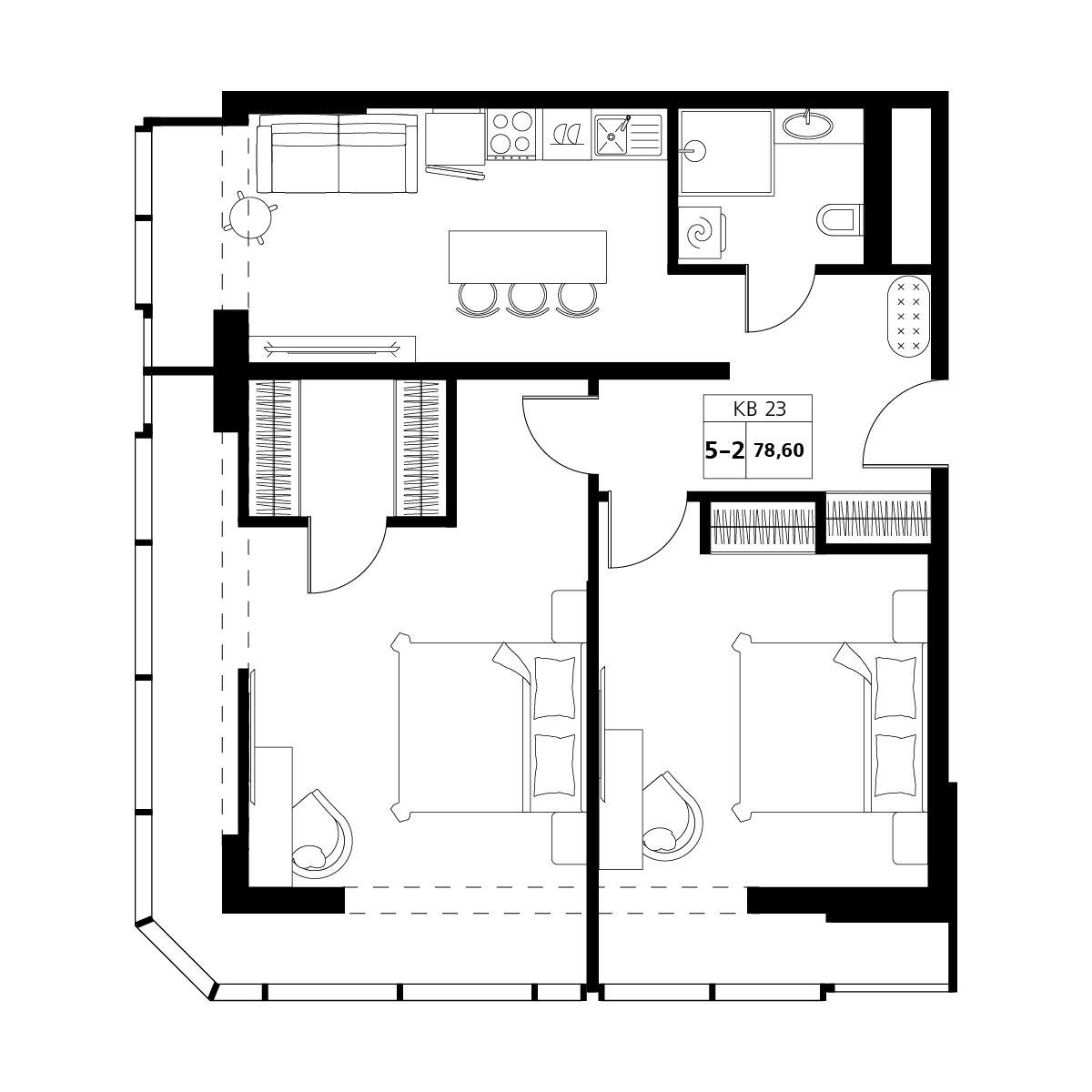 3-комнатная 78 м2 в ЖК Аксис Центр корпус null этаж 10