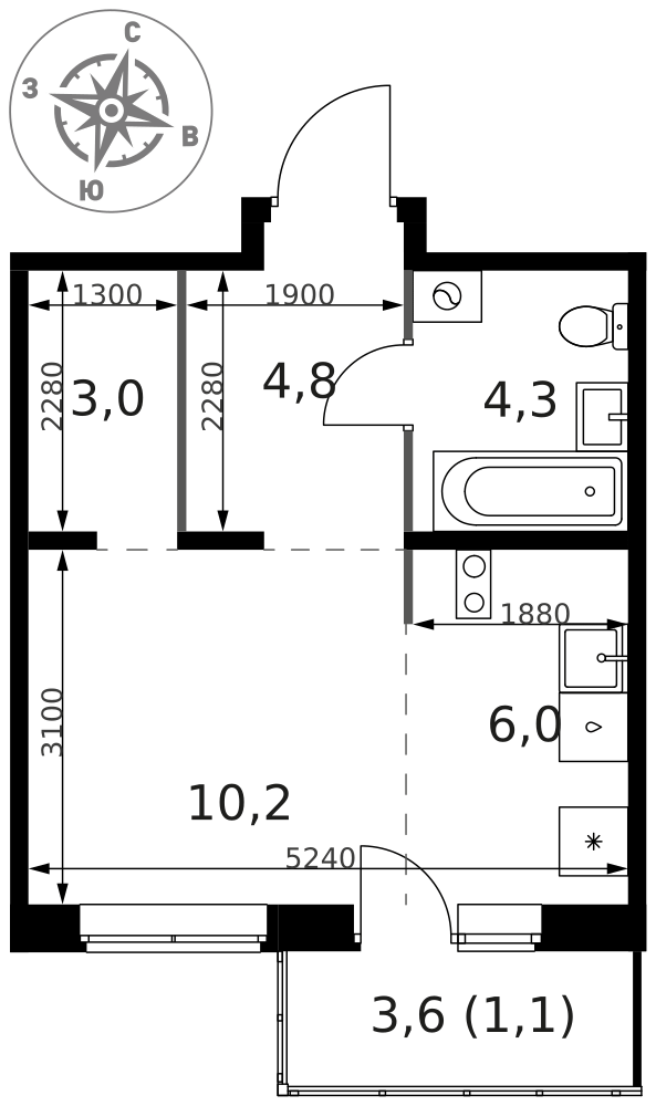 Студия 29 м2 в ЖК 1-й Ясеневский корпус null этаж 2