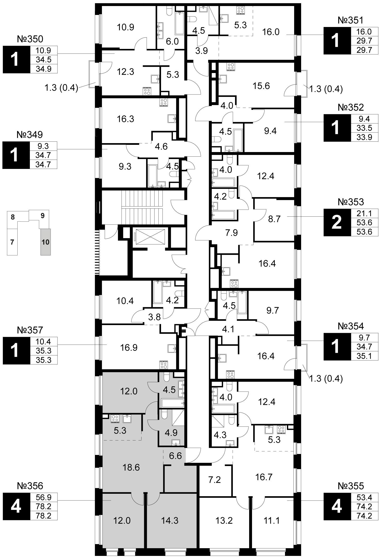 4-комнатная 78 м2 в ЖК Станиславский корпус null этаж 5