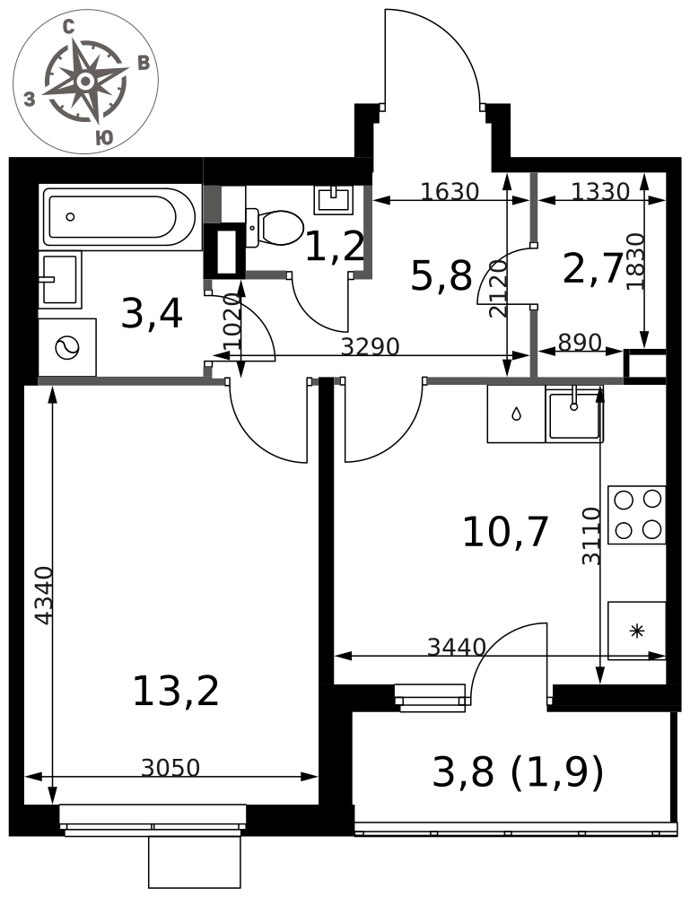 1-комнатная 38 м2 в ЖК 1-й Химкинский корпус null этаж 6