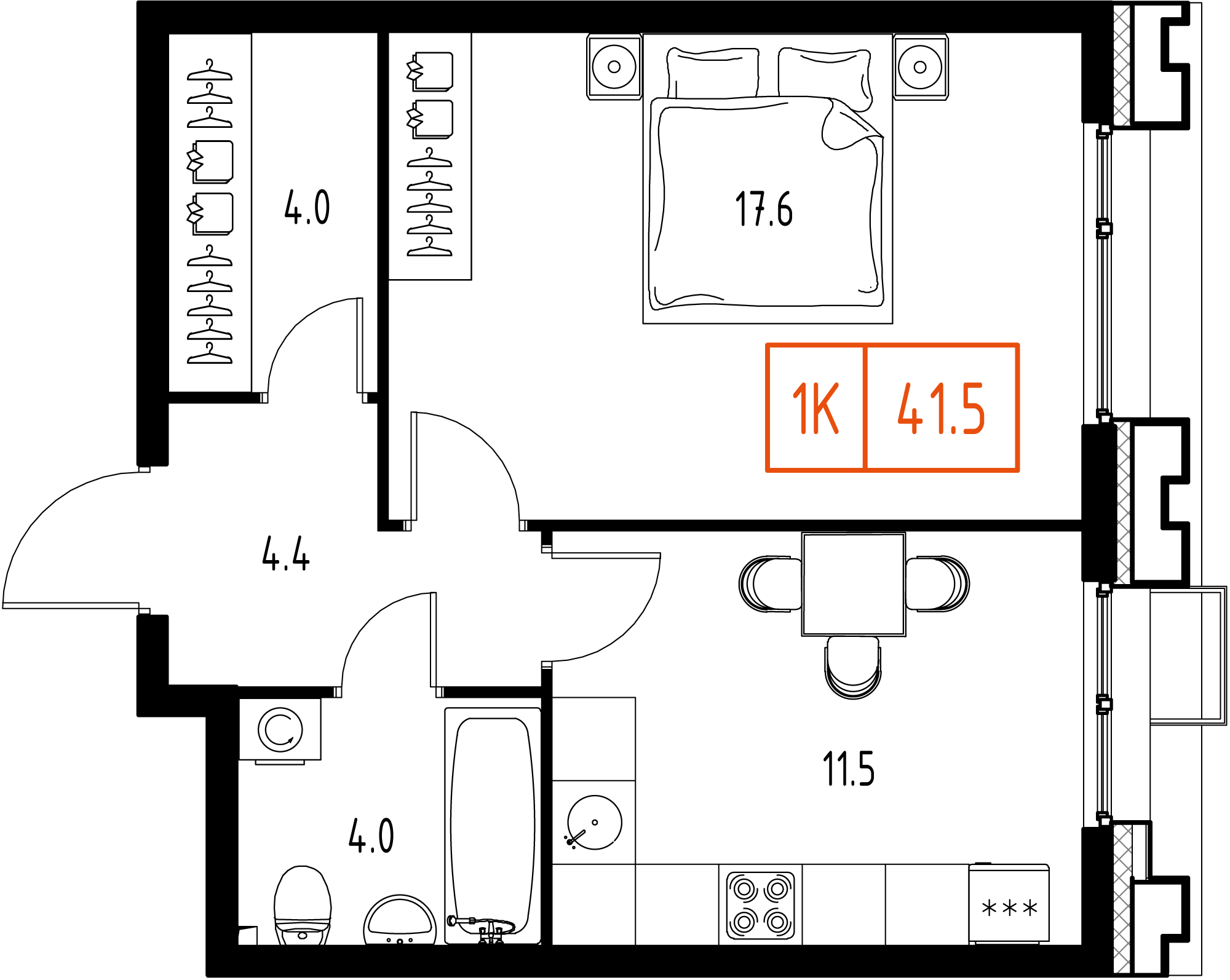 1-комнатная 41 м2 в ЖК Skolkovo One корпус null этаж 3