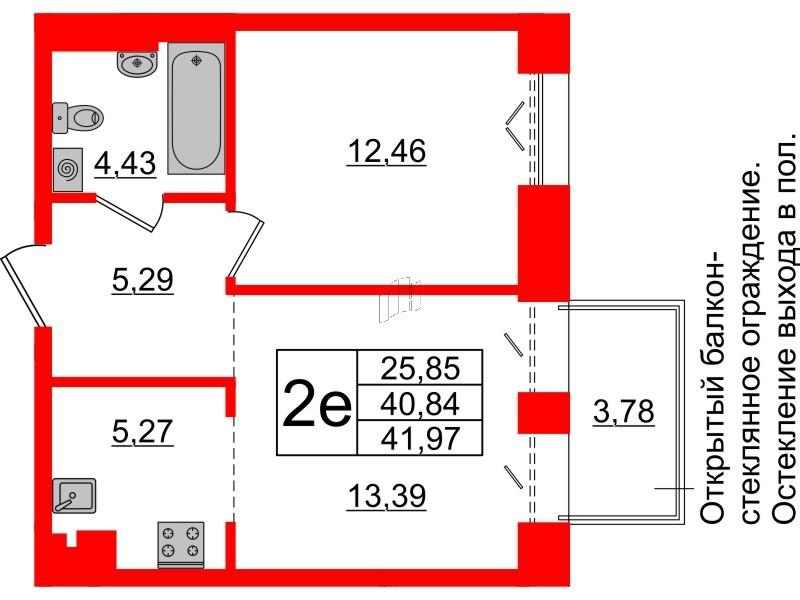 1-комнатная 40 м2 в ЖК Империал Клаб корпус null этаж 6