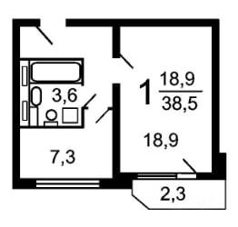 1-комнатная 37.4 м2 в ЖК undefined корпус null этаж 6