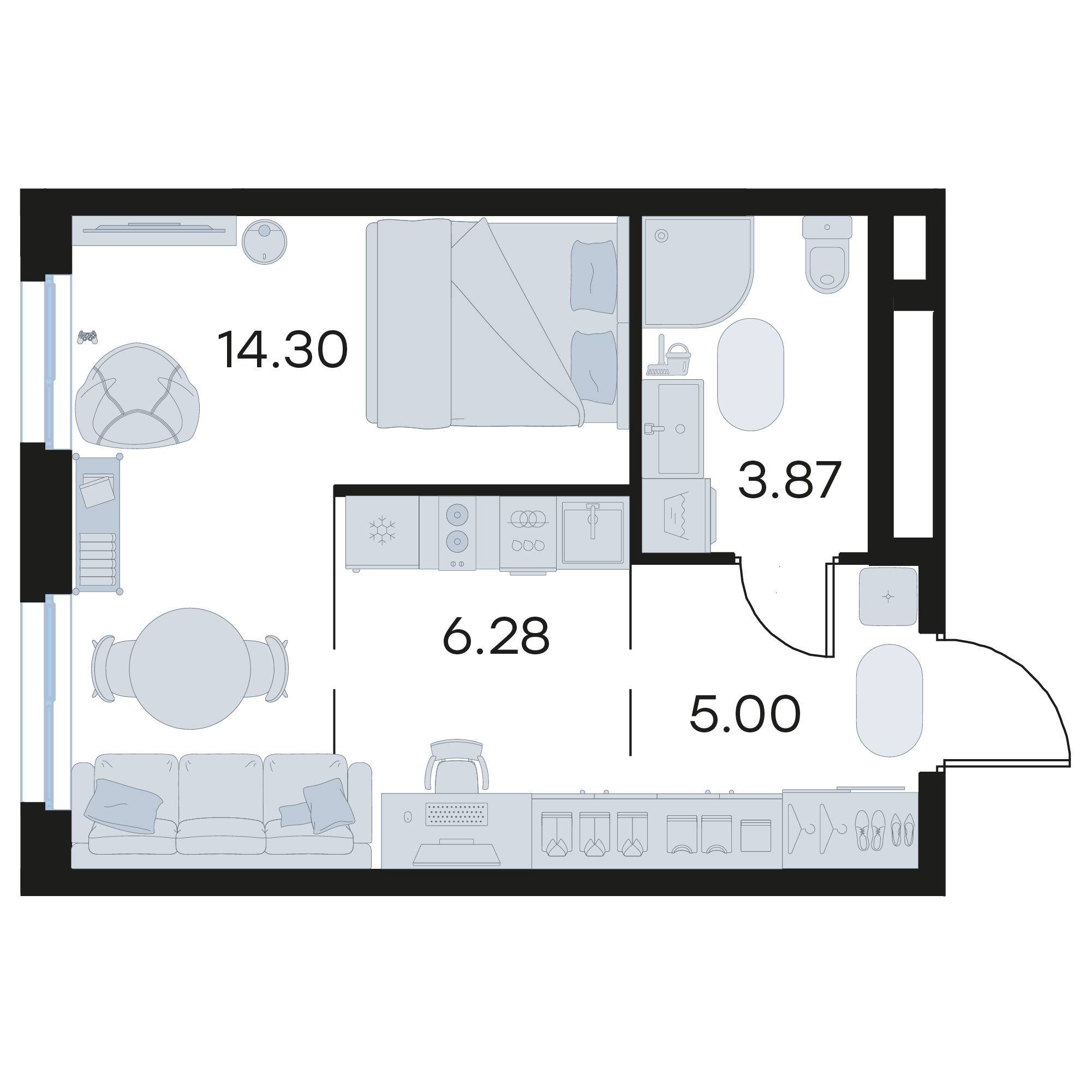 Студия 29 м2 в ЖК GloraX Октябрьский корпус null этаж 7