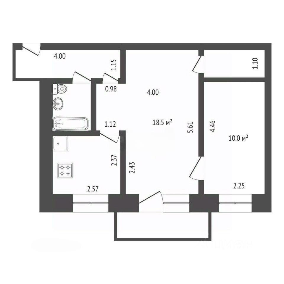 2-комнатная 46.8 м2 в ЖК undefined корпус null этаж 5