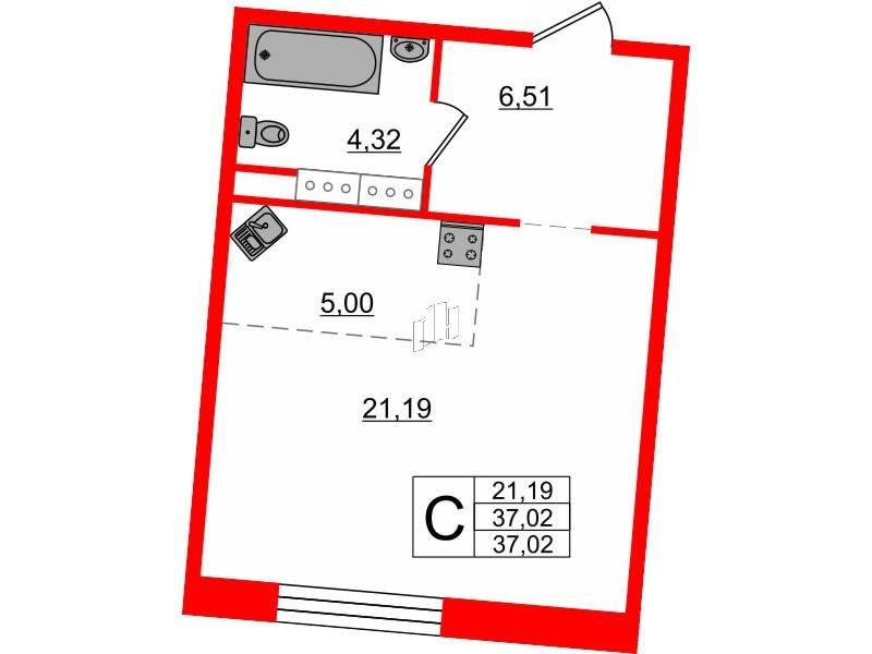 Студия 37 м2 в ЖК Next корпус null этаж 11
