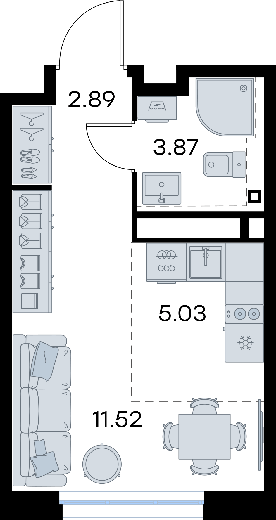 Студия 23 м2 в ЖК GloraX Левобережный корпус null этаж 22