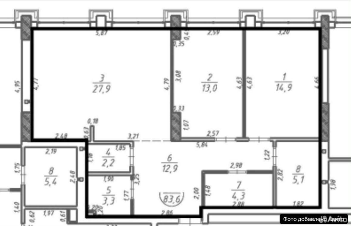 3-комнатная 83.6 м2 в ЖК undefined корпус null этаж 2