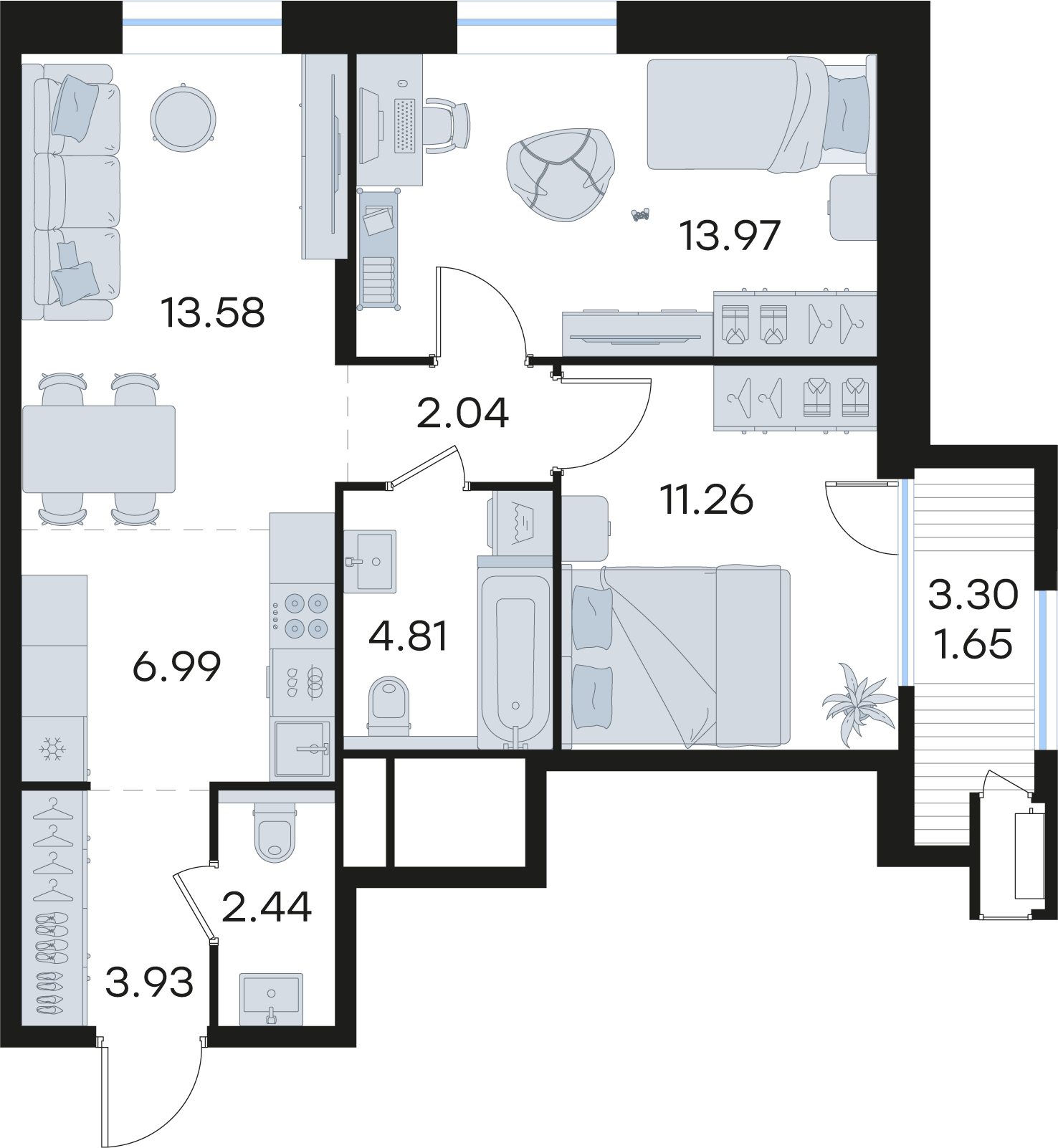 2-комнатная 60 м2 в ЖК Статус на Черниговской корпус null этаж 10