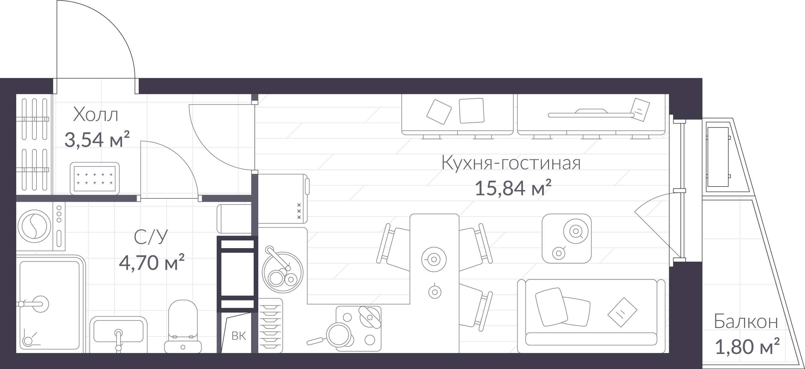 Студия 24 м2 в ЖК VEREN NORT Сертолово корпус null этаж 11