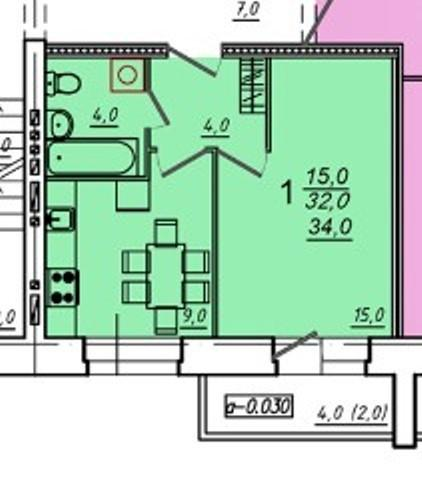 1-комнатная 34 м2 в ЖК undefined корпус null этаж 10