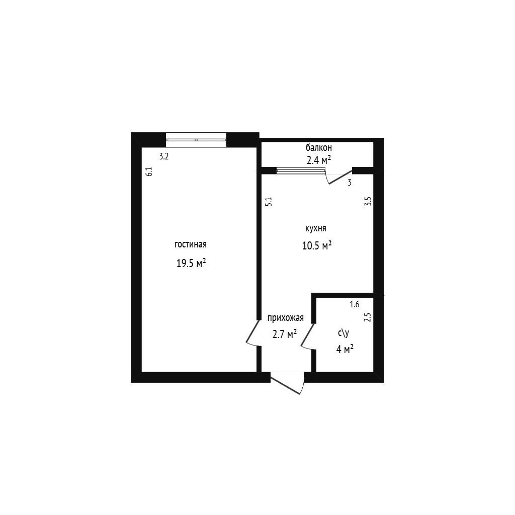 1-комнатная 38 м2 в ЖК undefined корпус null этаж 15