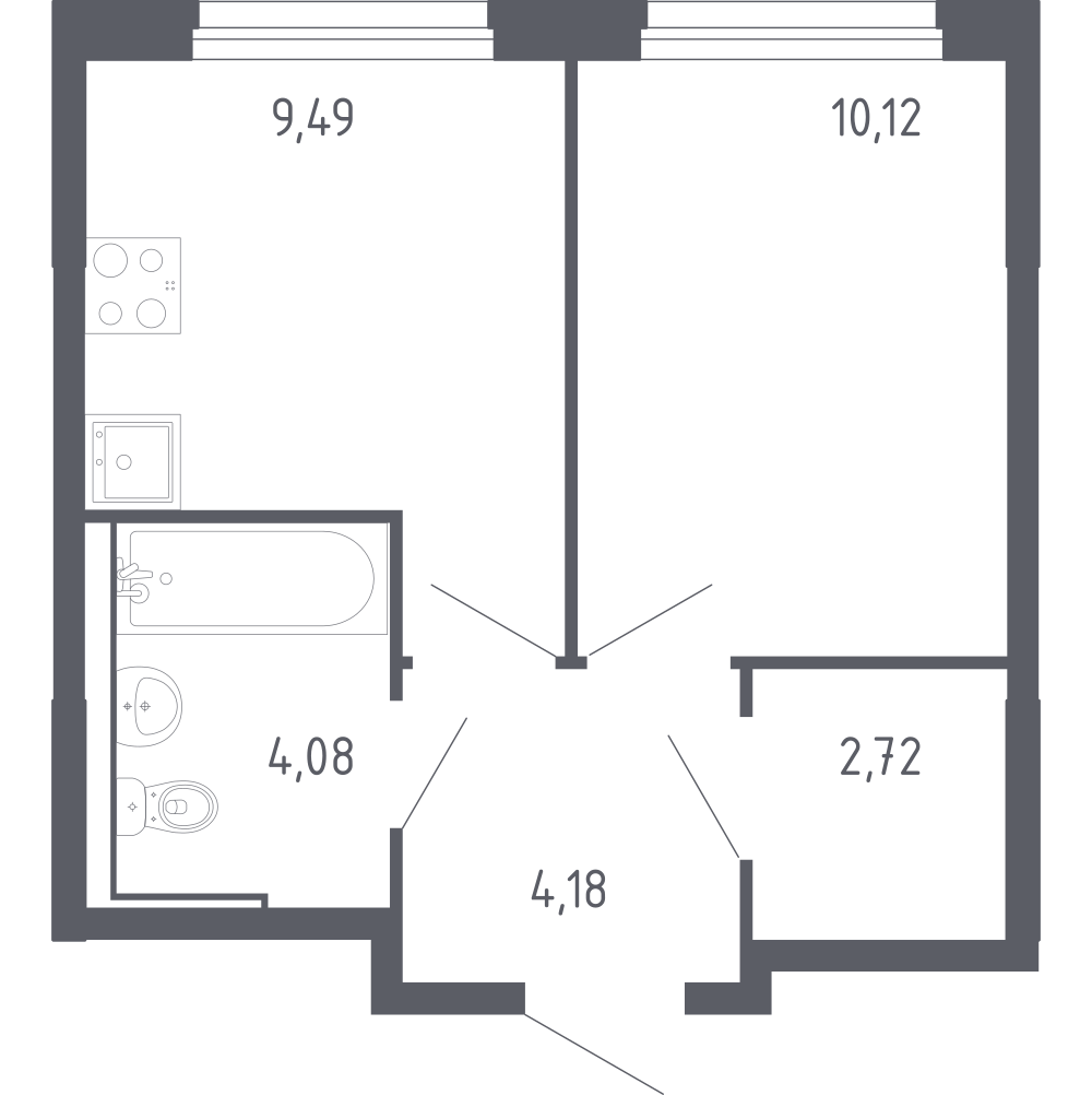 1-комнатная 30 м2 в ЖК Чаркова 72 корпус null этаж 9