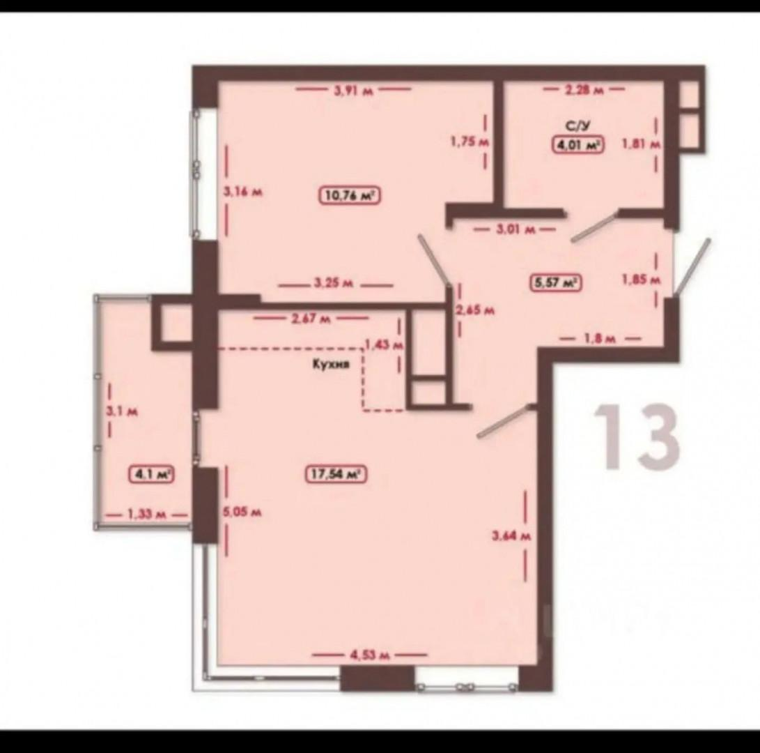 2-комнатная 42.2 м2 в ЖК undefined корпус null этаж 5