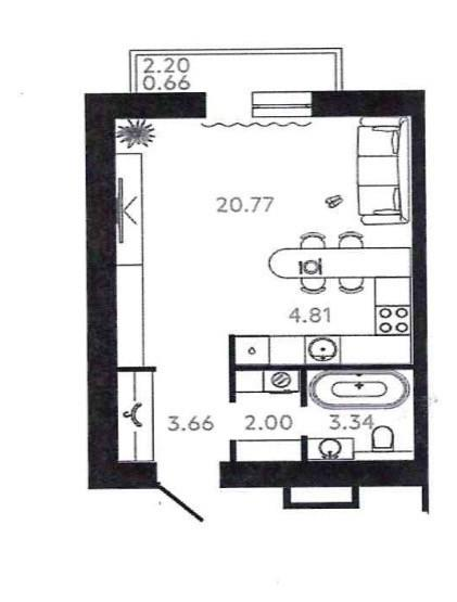 Студия 37.4 м2 в ЖК undefined корпус null этаж 8