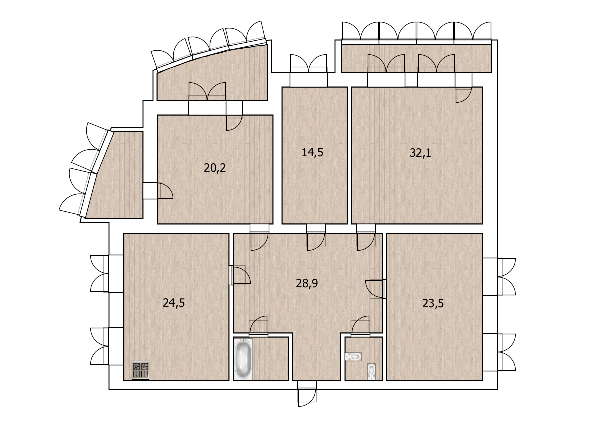 4-комнатная 150.3 м2 в ЖК undefined корпус null этаж 7