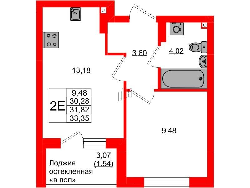 1-комнатная 31 м2 в ЖК Консул корпус null этаж 5
