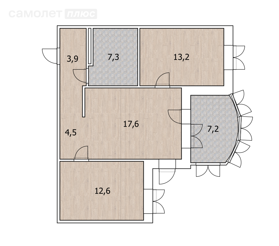 2-комнатная 62 м2 в ЖК undefined корпус undefined этаж null