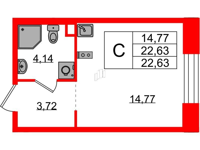 Студия 22 м2 в ЖК PLUS Пулковский корпус null этаж 1